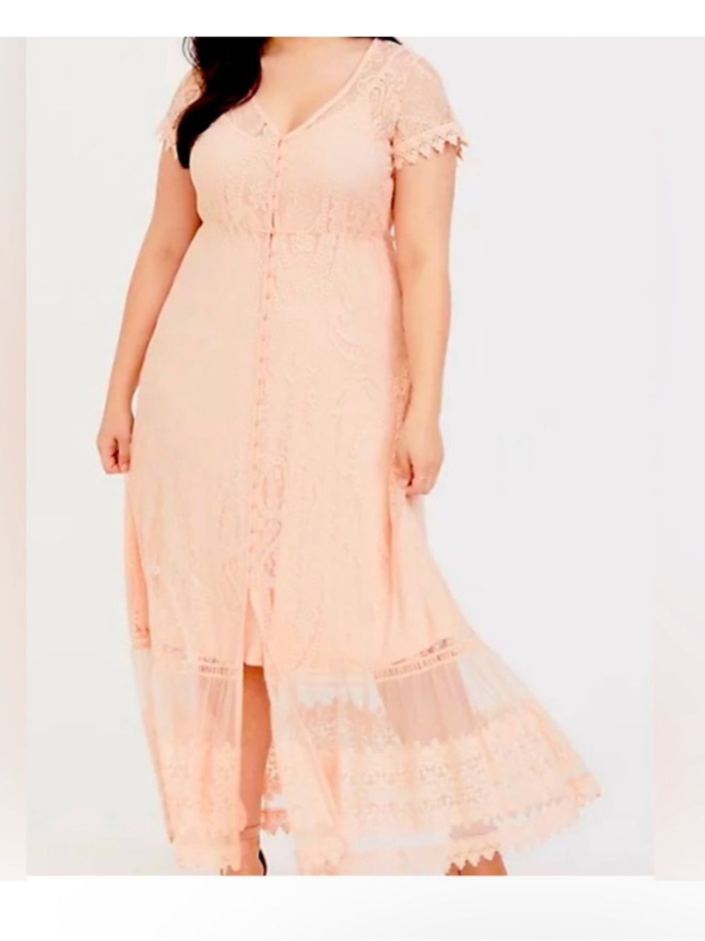 torrid Peach Lace Midi Dress NWT SIZE 2 - Picture 4 of 12